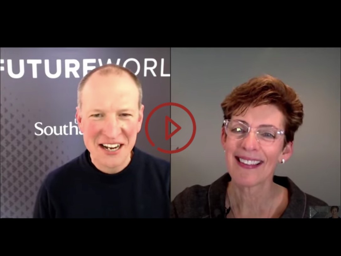 Catlin speaking virtually with Ben Clark at Future Worlds at the University of Southampton